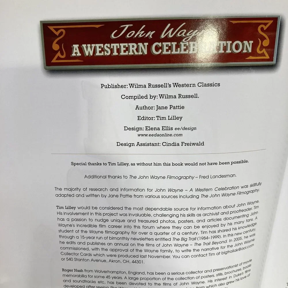 John Wayne A Western Celebration by Jane Pattie‎ 2007 HC American West Movies